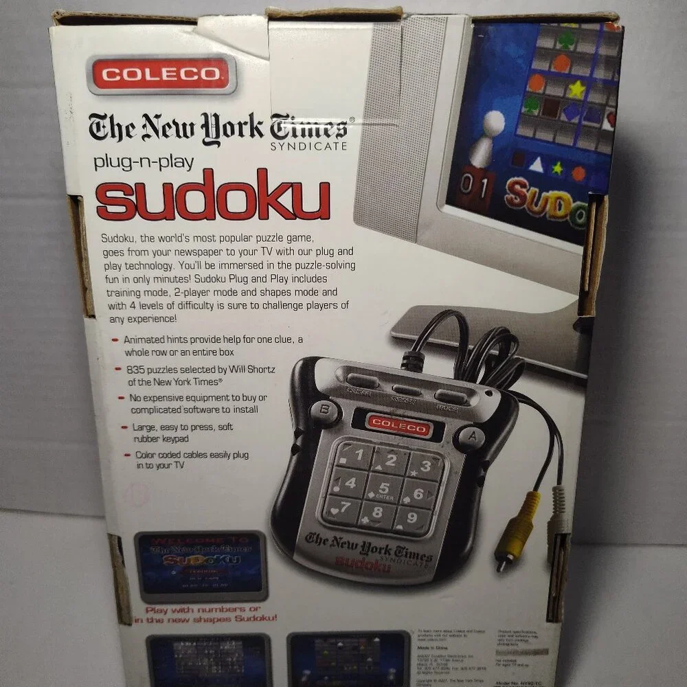 Coleco New York Times Plug N Play Sudoku 835 Puzzles 2 Player Mode TESTED WORKS